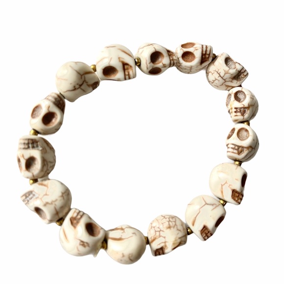 Men’s Marble Stone Skull Bracelet - Picture 1 of 2